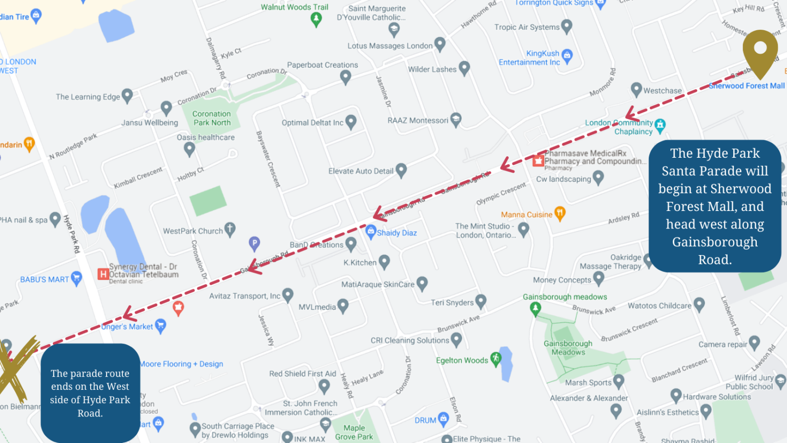 Map Hyde Park Santa Claus Parade